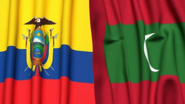 Gerçekçi kumaş dokusuna sahip Ekvador ve Sondaj Bayrakları