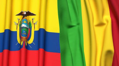 Ekvador ve MALI bayrakları gerçekçi kumaş dokusuyla