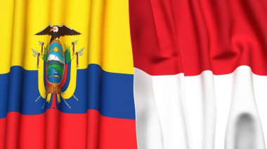 Ekvador ve Monako bayrakları gerçekçi kumaş desenli.
