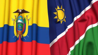 Ekvador ve NAMIBIA bayrakları gerçekçi kumaş dokusuyla