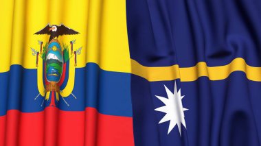 Ekvador ve NAURU bayrakları gerçekçi kumaş desenli.