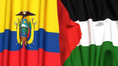 Ekvador ve Filistin 'in bayrakları gerçekçi kumaş dokusuna sahip.