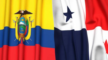 Ekvador ve Panama bayrakları gerçekçi kumaş dokusuyla