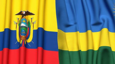Ekvador ve Rwanda bayrakları gerçekçi kumaş dokusuyla
