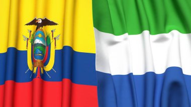 Ekvador ve SIERRA LEONE bayrakları gerçekçi kumaş desenli