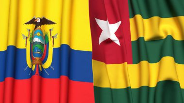 Ekvador ve TOGO bayrakları gerçekçi kumaş dokusuyla