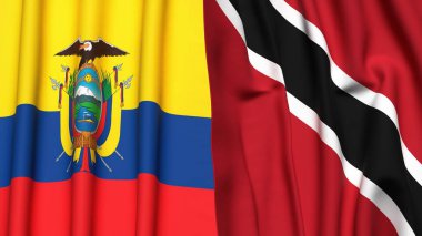Gerçekçi kumaş dokusuna sahip Ekvador ve TRINIDAD bayrakları