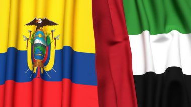 Ekvador ve BAE bayrakları gerçekçi kumaş desenli