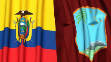 Ekvador ve Batı Hint Adaları bayrakları gerçekçi kumaş dokusuyla
