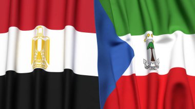 EGYPT ve Ekvator Guinea bayrakları gerçekçi kumaş dokusuyla