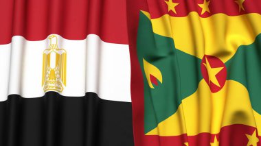 Gerçekçi kumaş dokusuna sahip EGYPT ve GRENADA bayrakları