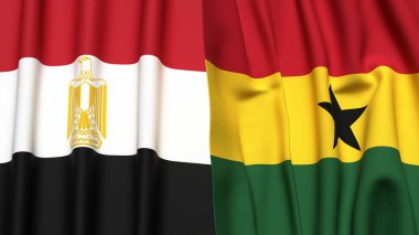 Gerçekçi kumaş dokusuna sahip EGYPT ve GHANA bayrakları