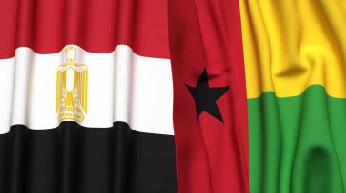 EGYPT ve GİNEA-BISSAU bayrakları gerçekçi kumaş dokusuna sahip