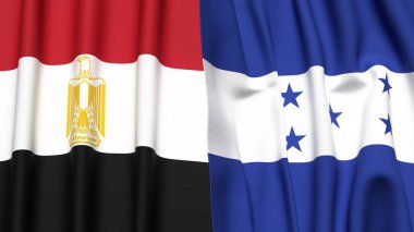 Gerçekçi kumaş dokusuna sahip EGYPT ve HONDURAS bayrakları