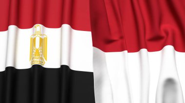 Gerçekçi kumaş dokusuna sahip EGYPT ve INDONEA bayrakları