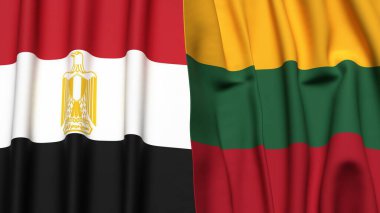 Gerçekçi kumaş dokusuna sahip EGYPT ve LITHUANIA bayrakları