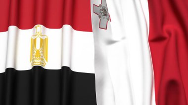 Gerçekçi kumaş desenli EGYPT ve MALTA bayrakları