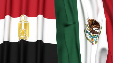 Gerçekçi kumaş desenli EGYPT ve MEXICO bayrakları