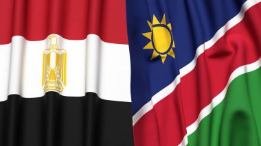 Gerçekçi kumaş dokusuna sahip EGYPT ve NAMIBIA bayrakları