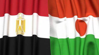 Gerçekçi kumaş desenli EGYPT ve NIGER bayrakları