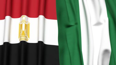 Gerçekçi kumaş dokusuna sahip EGYPT ve NIGERIA bayrakları