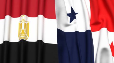 Gerçekçi kumaş desenli EGYPT ve Panama bayrakları