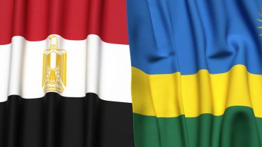 Gerçekçi kumaş desenli EGYPT ve Rwanda bayrakları