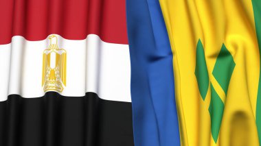 EGYPT ve SaINT VINCENT bayrakları gerçekçi kumaş dokusuyla