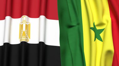 EGYPT ve SENEGAL bayrakları gerçekçi kumaş dokusuyla