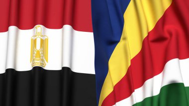 Gerçekçi kumaş desenli bayraklar ve SEYCHELLES