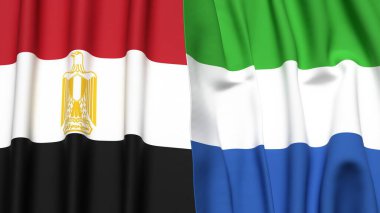 Gerçekçi kumaş dokusuna sahip EGYPT ve SIERRA LEOne bayrakları