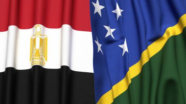 EGYPT ve SOLOMON Adaları bayrakları gerçekçi kumaş dokusuyla
