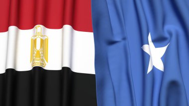 Gerçekçi kumaş dokusuna sahip EGYPT ve SOMALYA bayrakları