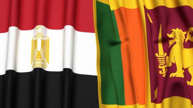 Gerçekçi kumaş dokusuna sahip EGYPT ve SRI LANKA bayrakları