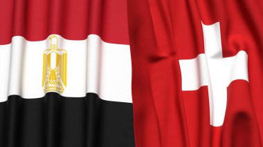 Gerçekçi kumaş dokusuna sahip EGYPT ve SWitzERLAND bayrakları