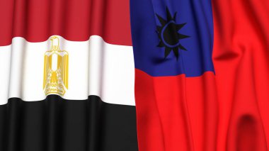 Gerçekçi kumaşlı EGYPT ve Tayvan bayrakları