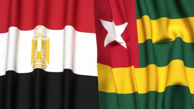 EGYPT ve TOGO bayrakları gerçekçi kumaş dokusuyla