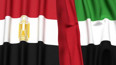 Gerçekçi kumaş desenli EGYPT ve BAE bayrakları