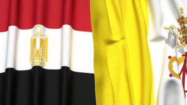 Gerçekçi kumaş dokusuna sahip EGYPT ve VATICAN bayrakları