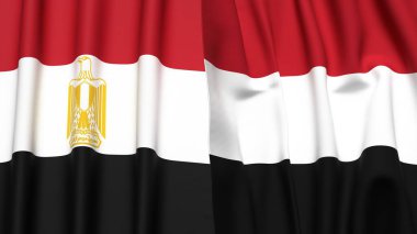 EGYPT ve YEMEN bayrakları gerçekçi kumaş dokusuyla
