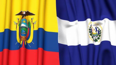EL SALVADOR ve Ekvador bayrakları gerçekçi kumaş dokusuyla