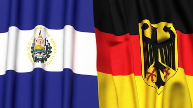 EL SALVADOR ve GERMANY bayrakları gerçekçi kumaş dokusuna sahip