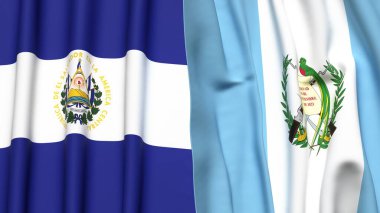 EL SALVADOR ve GUATEMALA bayrakları gerçekçi kumaş dokusuyla