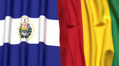 EL SALVADOR ve Guinea bayrakları gerçekçi kumaş dokusuyla