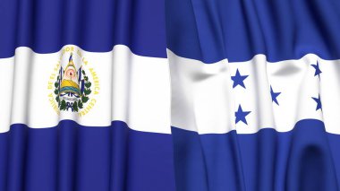 EL SALVADOR ve HONDURAS bayrakları gerçekçi kumaş dokusuyla