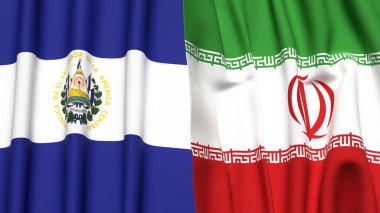 EL SALVADOR ve İRAN bayrakları gerçekçi kumaş dokusuyla