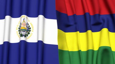 EL SALVADOR Bayrakları ve gerçekçi kumaş dokusuna sahip Belediye Başkanı