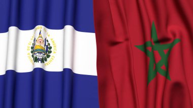 EL SALVADOR ve MoroCCO bayrakları gerçekçi kumaş dokusuyla