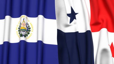 EL SALVADOR ve Panama 'nın gerçekçi kumaş dokusuyla bayrakları