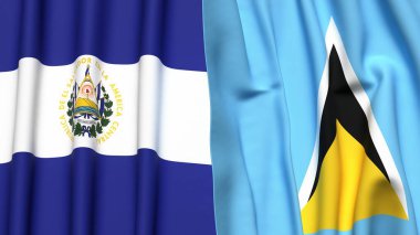 EL SALVADOR ve SAINT LUCIA bayrakları.